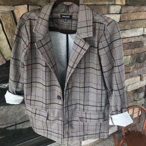 Dear John Ivanna Oversized Blazer Navy Plaid